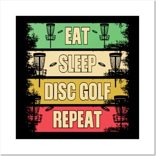 Distressed Retro Eat Sleep Disc Golf Repeat Posters and Art